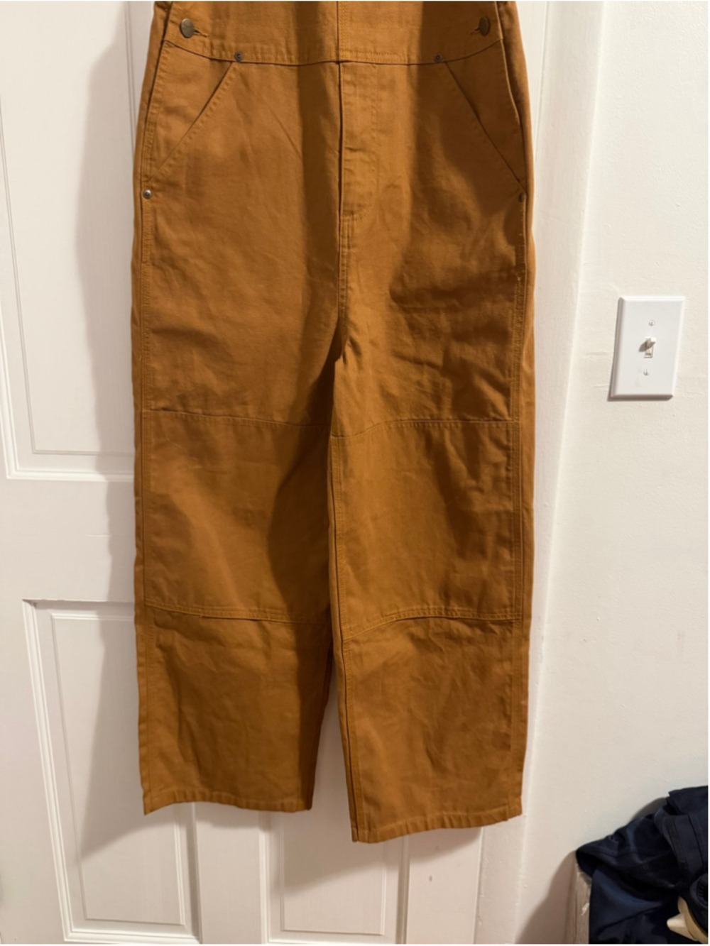 Carhartt Boys Size 14 Brown Canvas Bib Overalls Double Knee Workwear - Picture 8 of 8